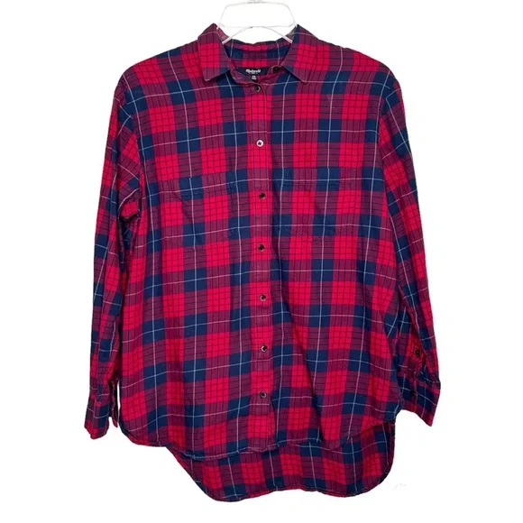 Madewell red and blue checkered plaid button down shirt - Picture 2 of 8